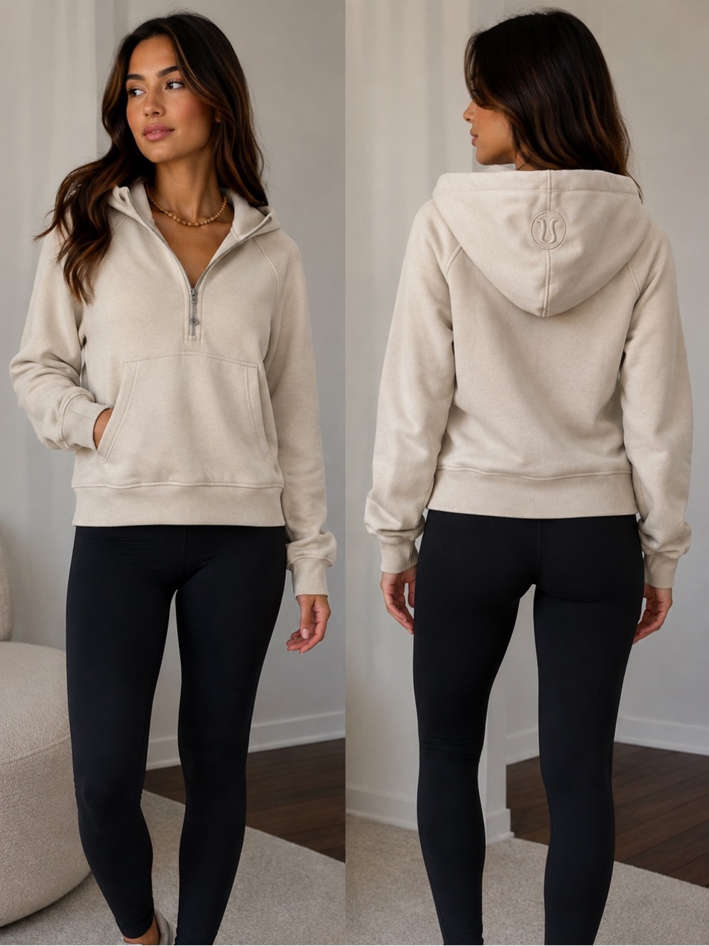 Lululemon Cream Scuba Half-Zip Hoodie